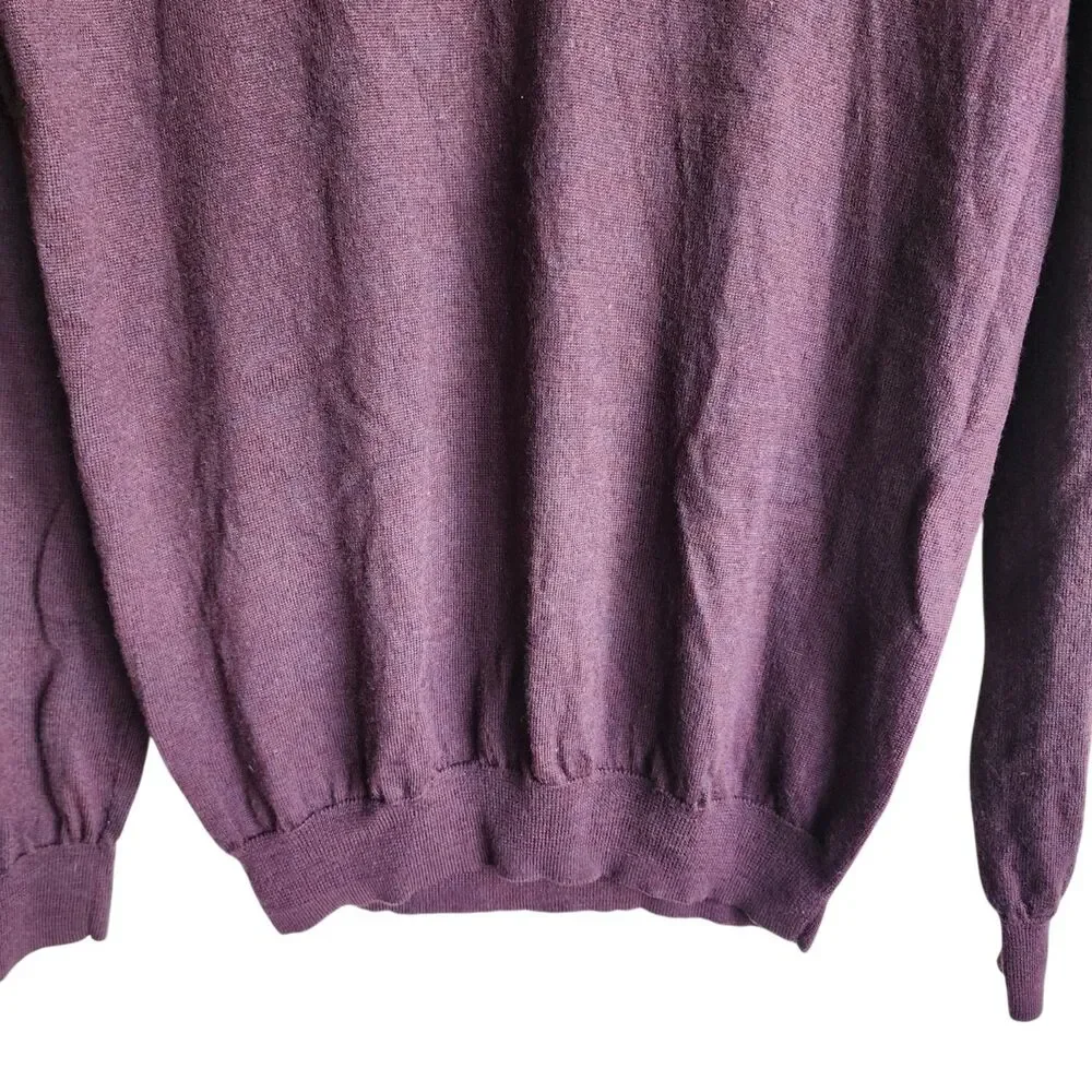 Joseph Abboud V-Neck Sweater Extra Fine Merino Wool Purple Pullover Knit Mens